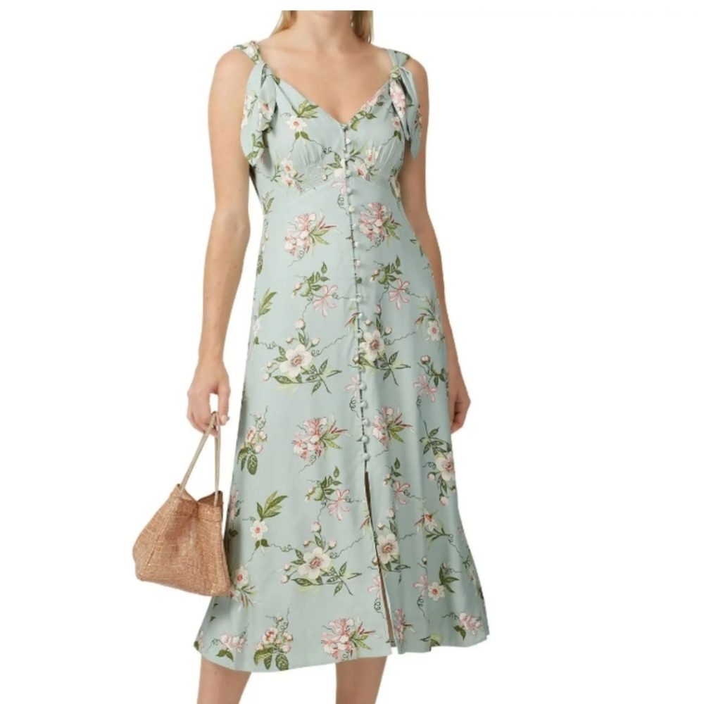 Rebecca Taylor S6 Silk Green Midi Dress